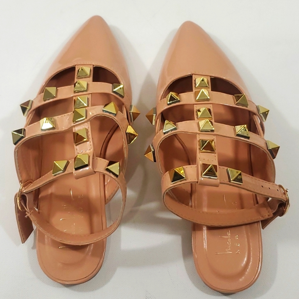 Nicole Miller New York Nude Studded flat mules size 8 - Picture 4 of 16